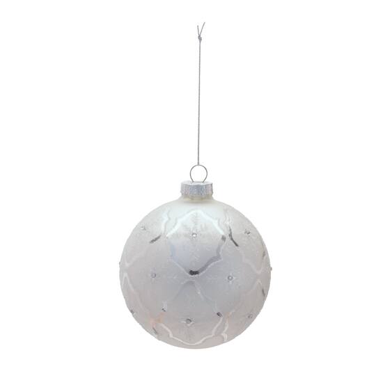Melrose 4" Glass Ball Ornaments with Snowflake, 6ct.